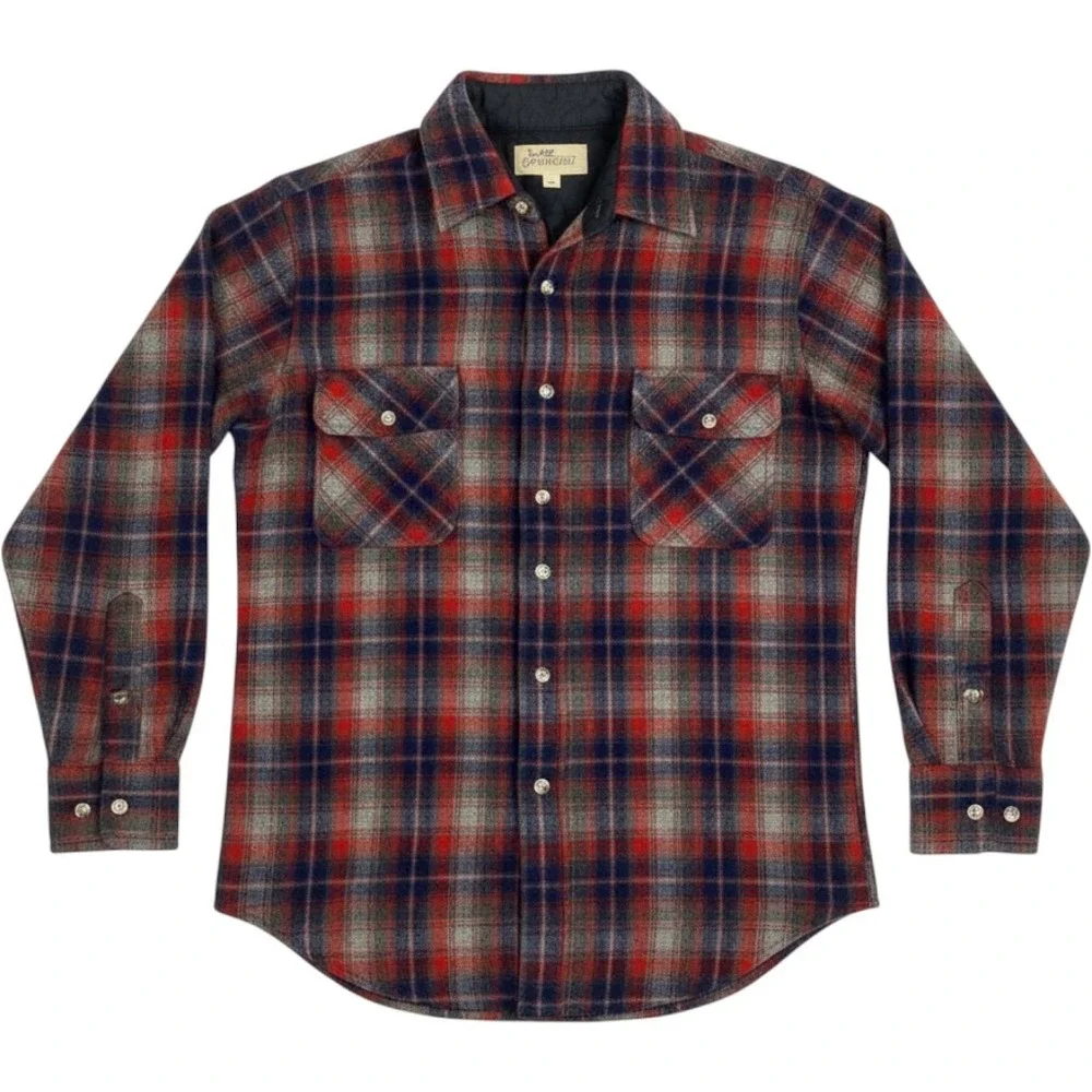 VIntage St Johns Bay Flannel Shirt Jacket Mens M Red Plaid Wool Quilted Heritage